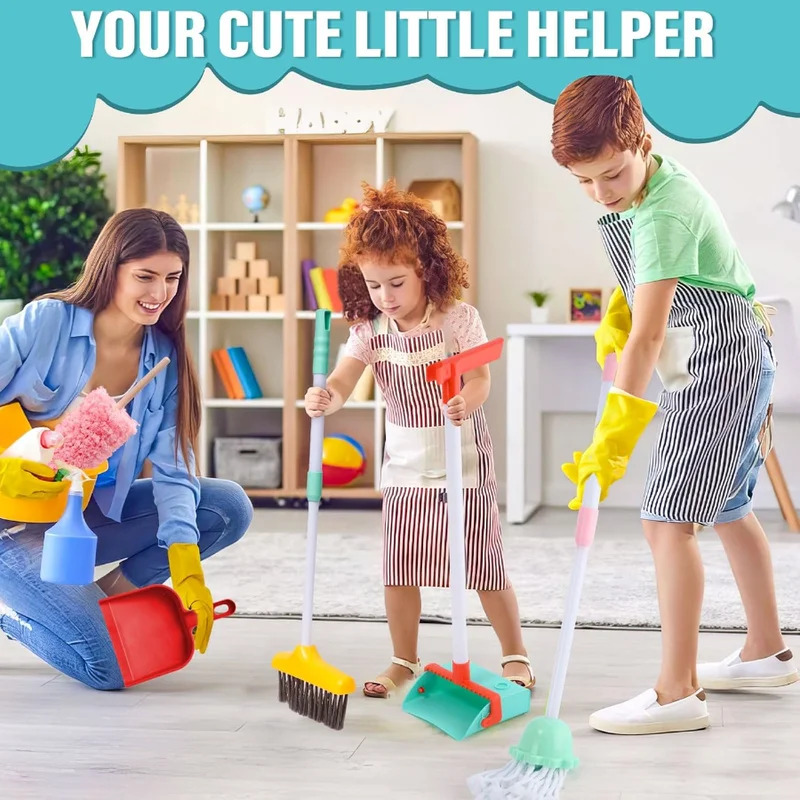 Kids Outdoor Broom - 16pcs Kids Cleaning Set - Home