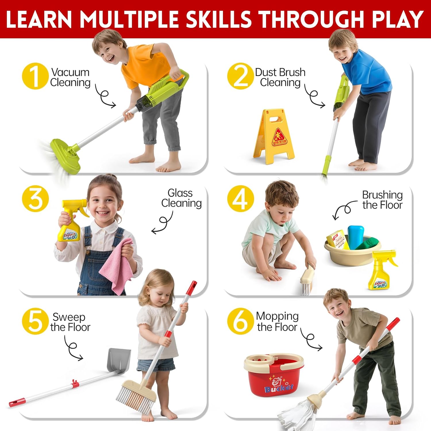 Kids Cleaning Toy Set Housekee - Kids Outdoor Broom 评论和价格