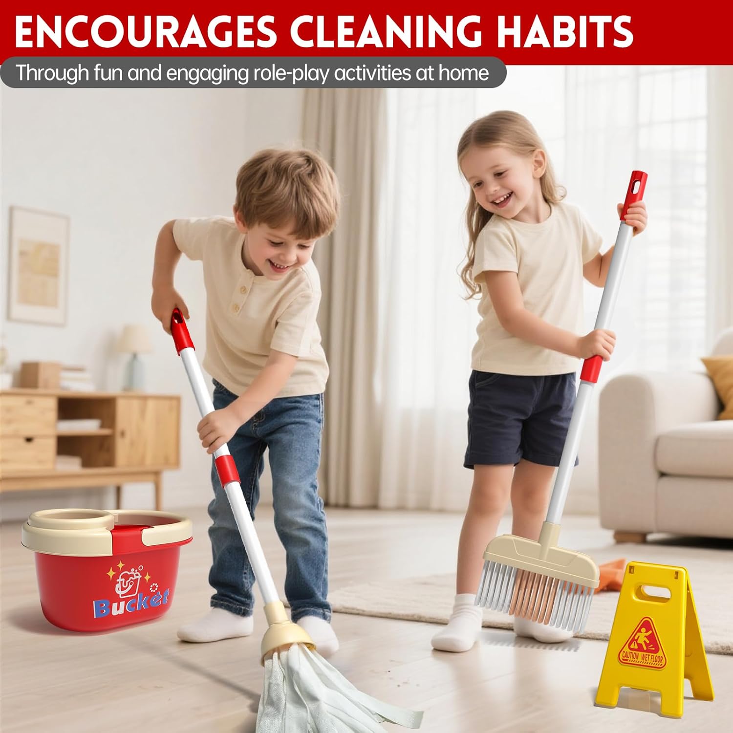 Kids Cleaning Toy Set Housekee - Kids Outdoor Broom 评论和价格
