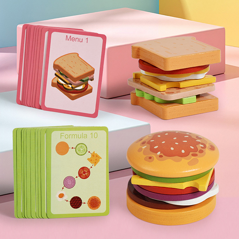 ·NewWooden Hamburg Sandwich St - Kids Outdoor Kitchen Accessories 评论和价格